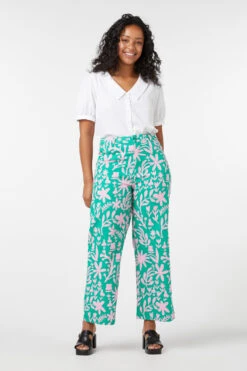 Della Two-Tone Botanical Floral Printed – High-Waisted Straight Leg Cotton Drill Jean -ModCloth PGFU532118 016 11