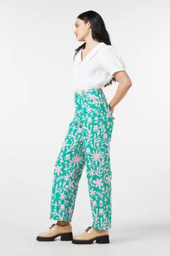 Della Two-Tone Botanical Floral Printed – High-Waisted Straight Leg Cotton Drill Jean -ModCloth PGFU532118 016 5