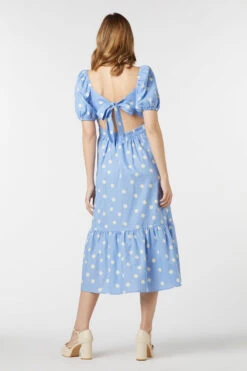 Lucy Polka Dot Midi Dress – Linen-Cotton Puff Sleeve with Tie-Back Detail 21 Lucy Polka Dot Midi Dress – Linen-Cotton Puff Sleeve with Tie-Back Detail -ModCloth PGFU575105 003 2