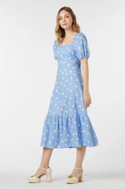 Lucy Polka Dot Midi Dress – Linen-Cotton Puff Sleeve with Tie-Back Detail 23 Lucy Polka Dot Midi Dress – Linen-Cotton Puff Sleeve with Tie-Back Detail -ModCloth PGFU575105 003 5