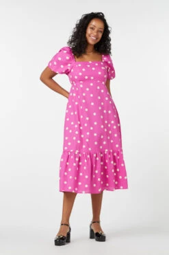 Lucy Polka Dot Midi Dress – Linen-Cotton Puff Sleeve with Tie-Back Detail 19 Lucy Polka Dot Midi Dress – Linen-Cotton Puff Sleeve with Tie-Back Detail -ModCloth PGFU575105 007 11