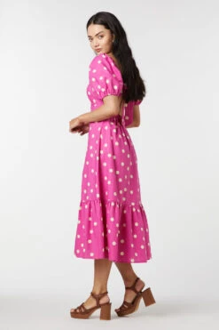 Lucy Polka Dot Midi Dress – Linen-Cotton Puff Sleeve with Tie-Back Detail 16 Lucy Polka Dot Midi Dress – Linen-Cotton Puff Sleeve with Tie-Back Detail -ModCloth PGFU575105 007 5