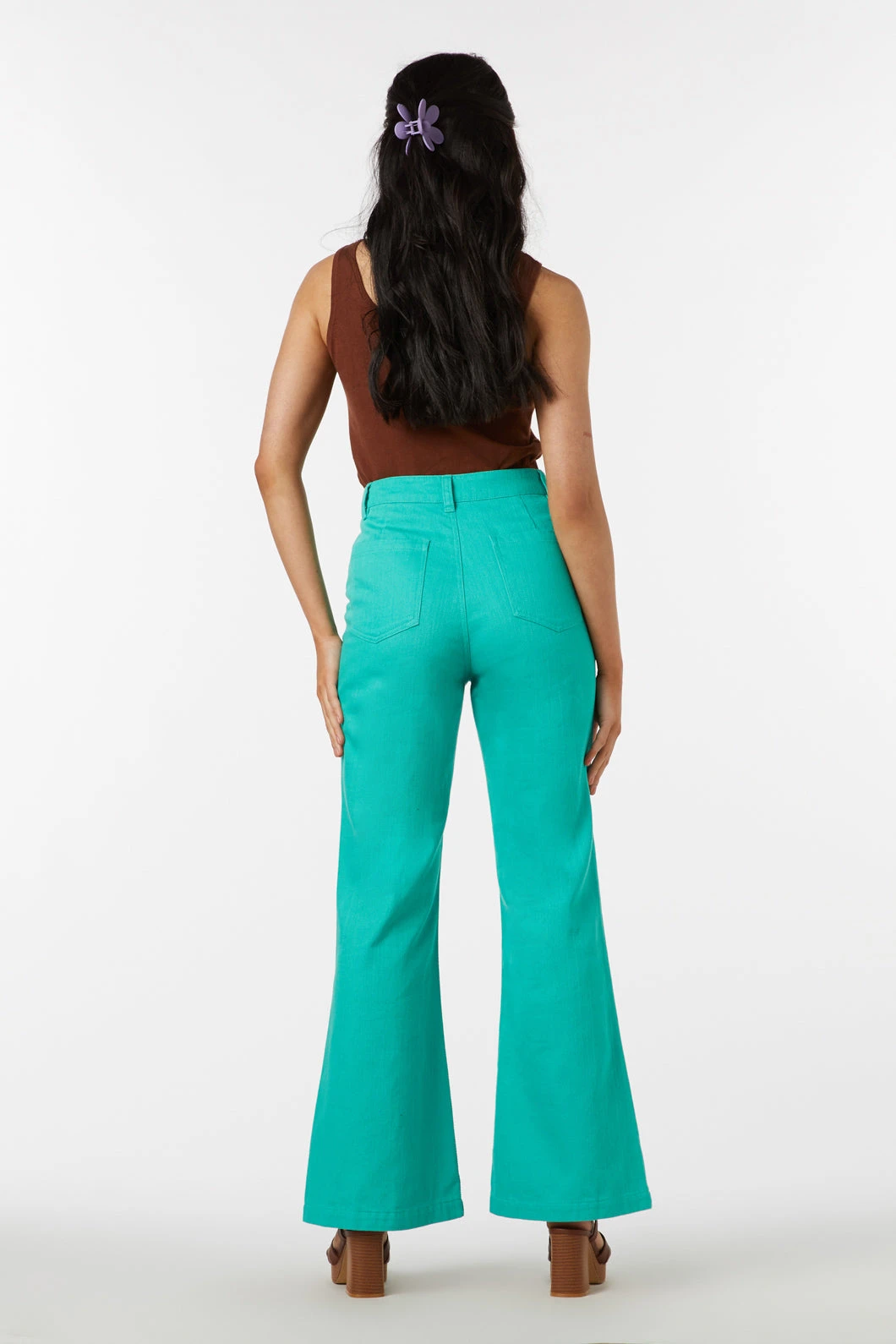 Renee Vibrant High-Waisted Cotton Drill - Full-Length Retro Flare Jean 4 Renee Vibrant High-Waisted Cotton Drill - Full-Length Retro Flare Jean - Image 2