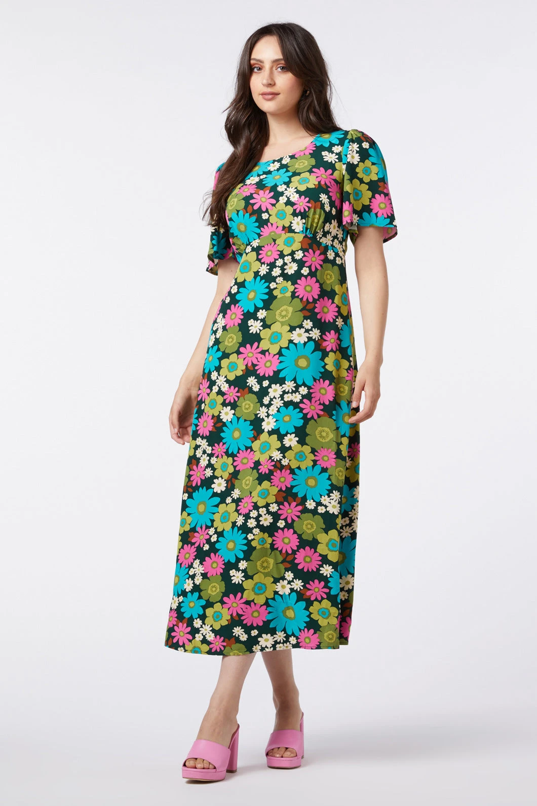 Pattie Floral Maxi Dress – 70s Bold Bloom Short Sleeve Viscose 9 Pattie Floral Maxi Dress – 70s Bold Bloom Short Sleeve Viscose - Image 7