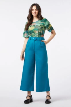 Leanne Midnight Black Linen-Cotton High-Waisted Culotte - Full-Length Wide-Leg Pants -ModCloth PGFV038 019 4