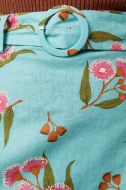 Flowering Gum Botanical Floral Print – Tiered Linen Blend Midi Skirt with Matching Belt -ModCloth PGFV076109 016 9