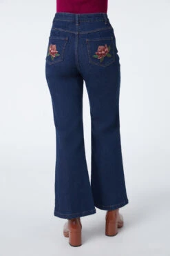Princess Highway Josie Dark Wash Australian Floral Embroidered High-Rise Flare Jeans -ModCloth PGFV292 653 5