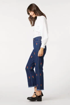 Tulip Embroidered Blue Denim - High-Waisted Flare Leg Floral Jeans 9 Tulip Embroidered Blue Denim - High-Waisted Flare Leg Floral Jeans -ModCloth PGFV516 195 3