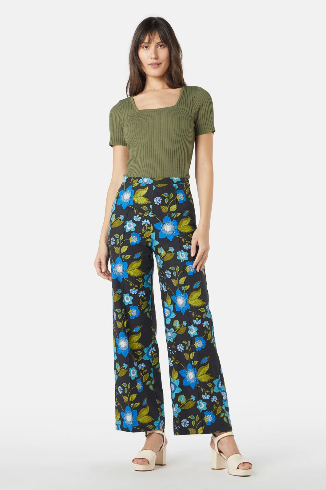 Carmen Pant – Boho Floral High-Waisted Straight Leg Linen Blend Trousers 4 Carmen Pant – Boho Floral High-Waisted Straight Leg Linen Blend Trousers - Image 2