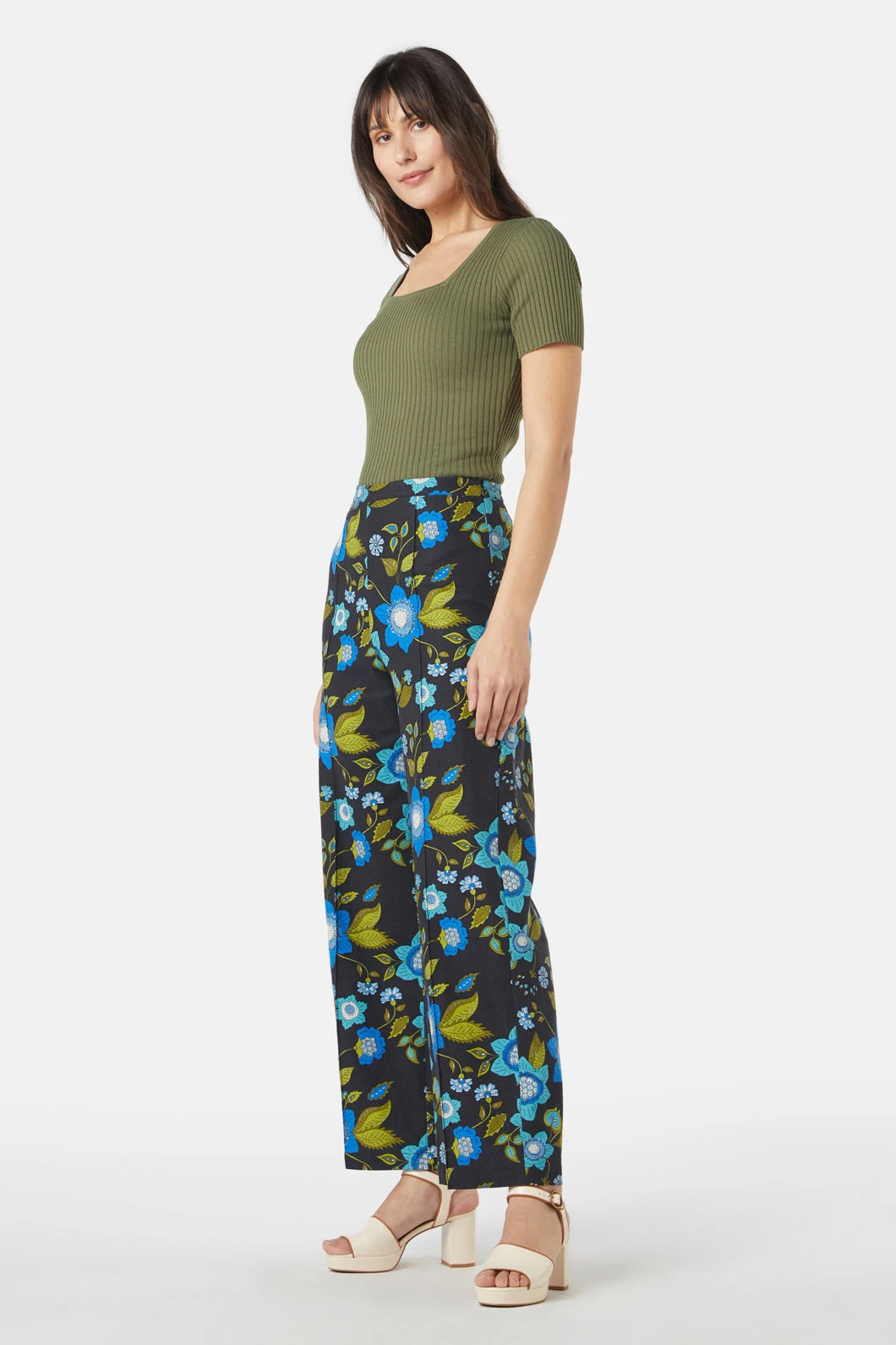 Carmen Pant – Boho Floral High-Waisted Straight Leg Linen Blend Trousers 5 Carmen Pant – Boho Floral High-Waisted Straight Leg Linen Blend Trousers - Image 3