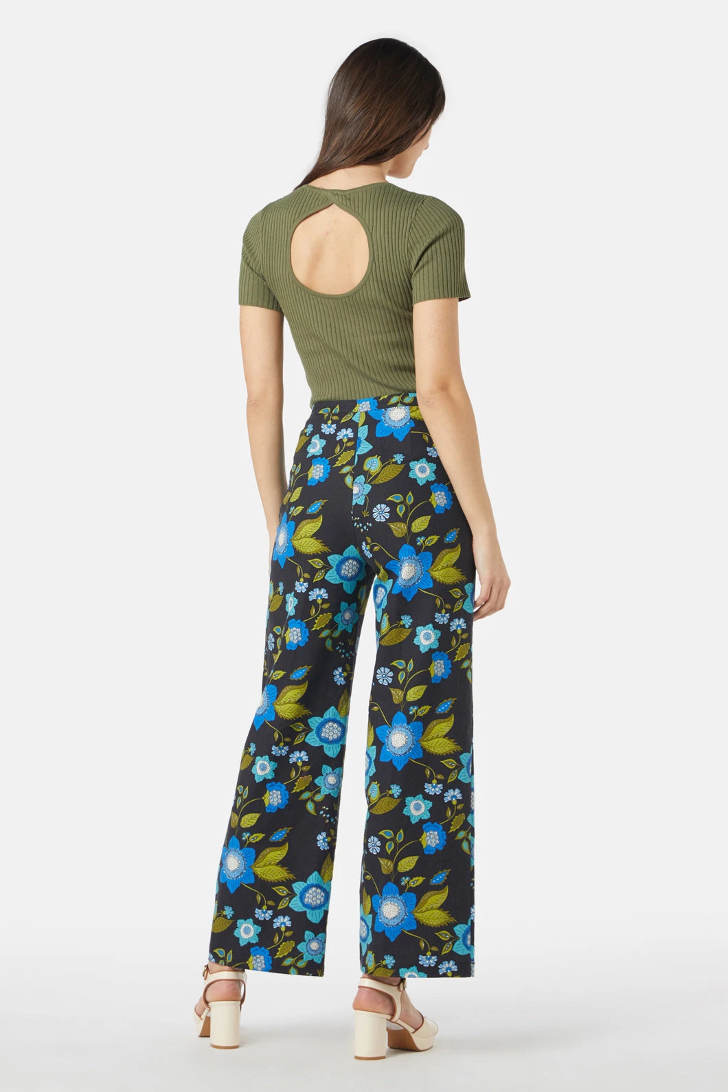 Carmen Pant – Boho Floral High-Waisted Straight Leg Linen Blend Trousers 6 Carmen Pant – Boho Floral High-Waisted Straight Leg Linen Blend Trousers - Image 4