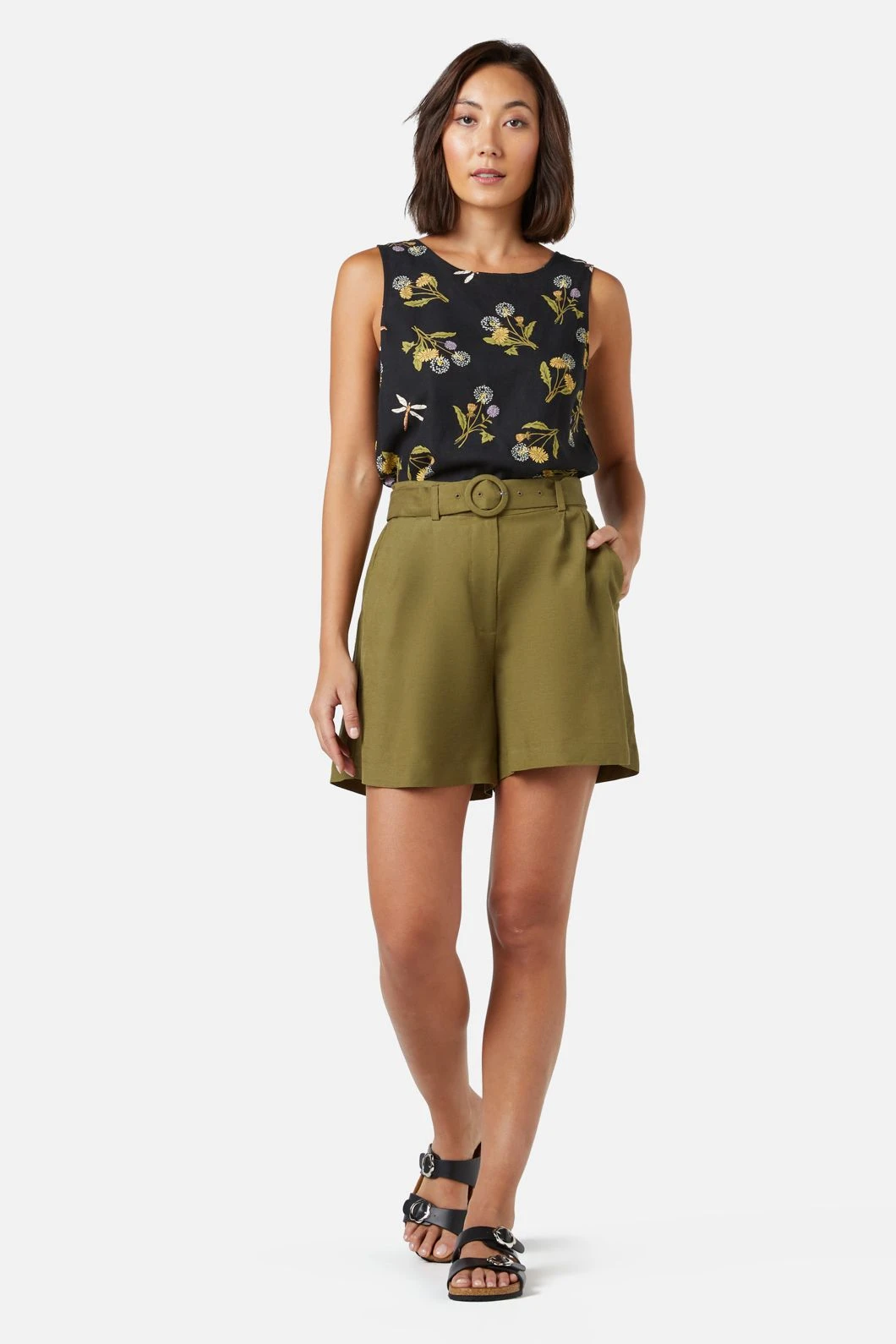 Rory High-Waisted Linen Blend Belted Shorts - A-Line Summer Style 4 Rory High-Waisted Linen Blend Belted Shorts - A-Line Summer Style - Image 2