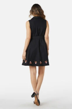 Petal Embroidered Textured Cotton Sleeveless Dress – Ric Rac Trim Button-Down Fit & Flare -ModCloth PGFW268 001 4