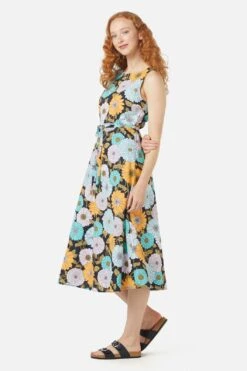 Lottie Retro Floral Midi Dress – 70s Inspired Sleeveless A-Line Linen Blend -ModCloth PGFW378 006 3