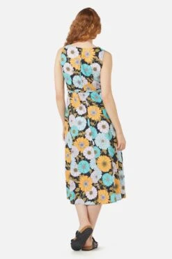 Lottie Retro Floral Midi Dress – 70s Inspired Sleeveless A-Line Linen Blend -ModCloth PGFW378 006 4
