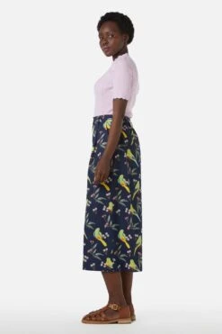 Princess Highway Parrot Print Green and Yellow - High-Waisted Linen Blend Wide Leg Skort -ModCloth PGFX033 006 3