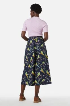 Princess Highway Parrot Print Green and Yellow - High-Waisted Linen Blend Wide Leg Skort -ModCloth PGFX033 006 4