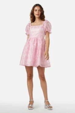 Amaretto Organza Embroidered Mini Dress – Fit & Flare Party Silhouette -ModCloth PGFX145 007 3
