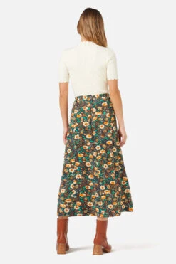 Cynthia Teal Vintage Floral Midi Skirt – High Waisted 70s Style Paneled Skirt -ModCloth PGFX202 019 4