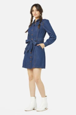 Princess Highway Tansy Dark Denim Long Sleeve Button Front Mini Dress -ModCloth PGFX315 653 3