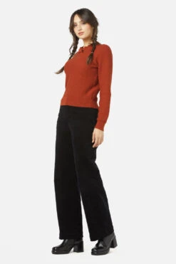 Princess Highway Bella Knit Top in Deep Forest – Ruffled Neckline & Bow Detail Textured Sweater -ModCloth PGFX323 047 3