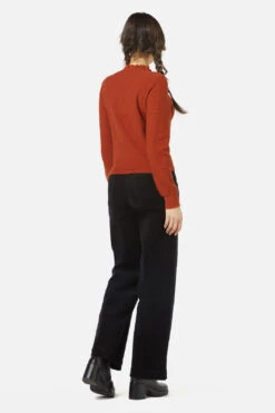 Princess Highway Bella Knit Top in Deep Forest – Ruffled Neckline & Bow Detail Textured Sweater -ModCloth PGFX323 047 4