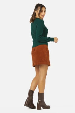 Princess Highway Bella Knit Top in Deep Forest – Ruffled Neckline & Bow Detail Textured Sweater -ModCloth PGFX323 385 4