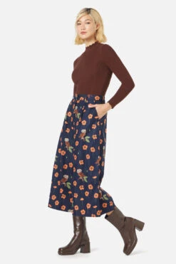 Poppy Owl Printed Textured Cotton High-Waist Wide Leg Cropped Skort 8 Poppy Owl Printed Textured Cotton High-Waist Wide Leg Cropped Skort -ModCloth PGFX441 006 3