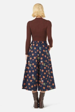 Poppy Owl Printed Textured Cotton High-Waist Wide Leg Cropped Skort 9 Poppy Owl Printed Textured Cotton High-Waist Wide Leg Cropped Skort -ModCloth PGFX441 006 4