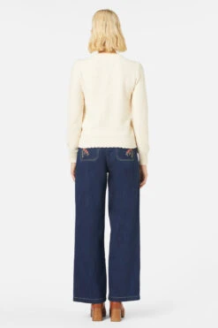 Princess Highway Paige Sweater – Gold Sheer Diamond Knit Scallop Neck Pullover -ModCloth PGFX444 020 4