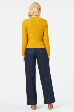 Princess Highway Paige Sweater – Gold Sheer Diamond Knit Scallop Neck Pullover -ModCloth PGFX444 025 4