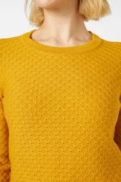 Princess Highway Paige Sweater – Gold Sheer Diamond Knit Scallop Neck Pullover -ModCloth PGFX444 025 5