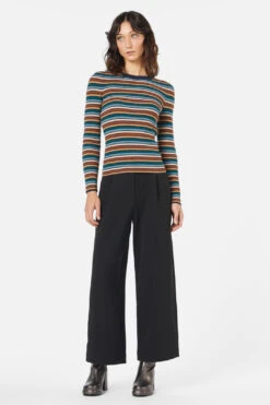 Princess Highway Darcy Stripe Knit Top - Navy & Chocolate Vintage Ribbed Long Sleeve -ModCloth PGFX458 006 2