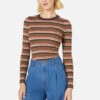 Princess Highway Darcy Stripe Knit Top - Navy & Chocolate Vintage Ribbed Long Sleeve -ModCloth PGFX458 041 1