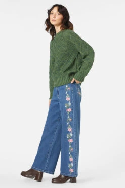 Princess Highway Green Two-Tone Quinn – Diamond Knit Raglan Mock Neck Sweater -ModCloth PGFX497 016 3