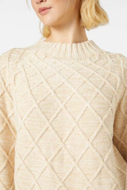 Princess Highway Green Two-Tone Quinn – Diamond Knit Raglan Mock Neck Sweater -ModCloth PGFX497 020 5