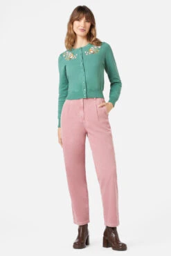 Princess Highway Green Blossom & Robin Cardigan – Embroidered Cotton Knit Scallop Trim Sweater -ModCloth PGFY021 016 2