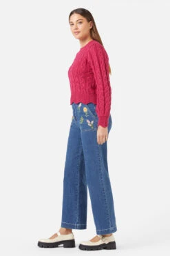 Sandy Raspberry Bright Pink Cable Knit Cropped Sweater - Scallop Edge Detail 7 Sandy Raspberry Bright Pink Cable Knit Cropped Sweater - Scallop Edge Detail -ModCloth PGFY450 449 3