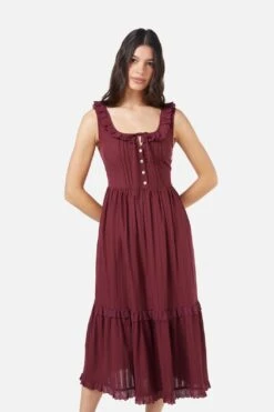 Princess Highway Dallas Corset Dress in Wine – Cottage-Core Lace-Up Cotton Midi Dress 15 Princess Highway Dallas Corset Dress in Wine – Cottage-Core Lace-Up Cotton Midi Dress -ModCloth PGFY518 023 11