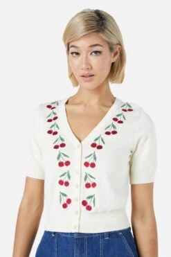 Cherry Embroidered Cardigan