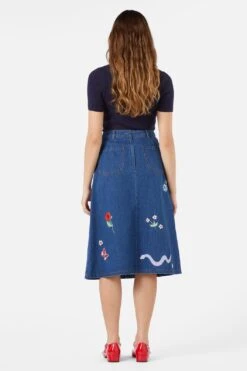 Black Snake Embroidered Mini Skirt – Floral Serpent Detail High-Waisted Skirt -ModCloth PGFZ062 420 4