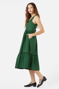 Princess Highway Shay Green Cotton Tiered Midi Dress - Vintage Daisy Button Front 9 Princess Highway Shay Green Cotton Tiered Midi Dress - Vintage Daisy Button Front -ModCloth PGFZ108 016 3