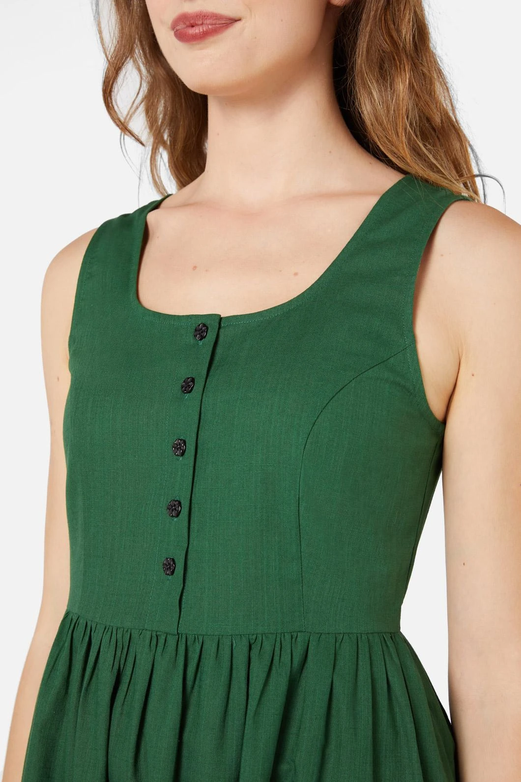 Princess Highway Shay Green Cotton Tiered Midi Dress - Vintage Daisy Button Front 7 Princess Highway Shay Green Cotton Tiered Midi Dress - Vintage Daisy Button Front - Image 5