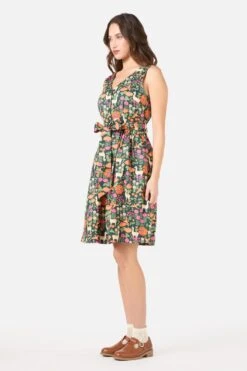 Princess Highway Llama V-Neck Sleeveless Dress – Navy Whimsical Floral Cotton Mid-Length Dress -ModCloth PGFZ113 016 13