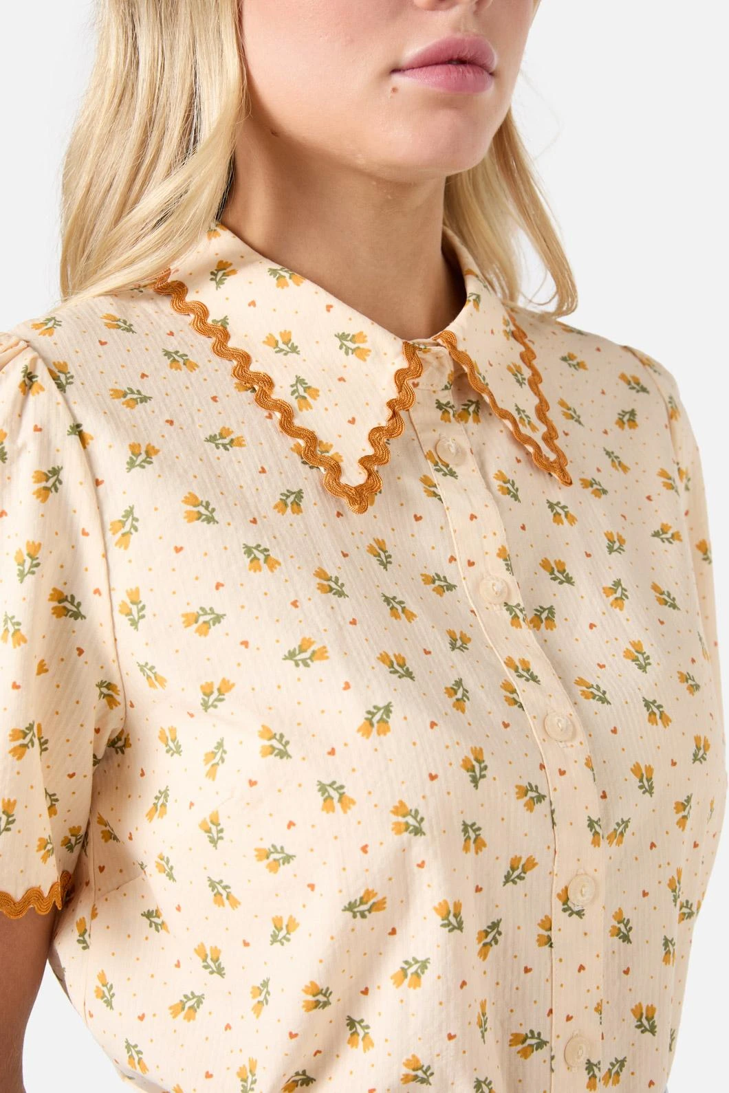 Princess Highway Holly Cream Ditsy Floral Short Sleeve Blouse – Retro Rick Rack Trim Organic Cotton Top 8 Princess Highway Holly Cream Ditsy Floral Short Sleeve Blouse – Retro Rick Rack Trim Organic Cotton Top - Image 6