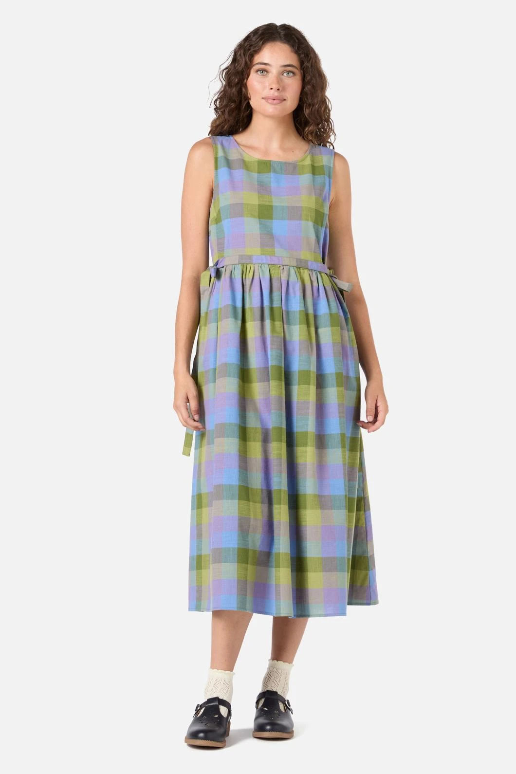 Princess Highway Maxine Olive & Lilac Check Midi Dress – Sleeveless Cotton Gingham Style 3 Princess Highway Maxine Olive & Lilac Check Midi Dress – Sleeveless Cotton Gingham Style