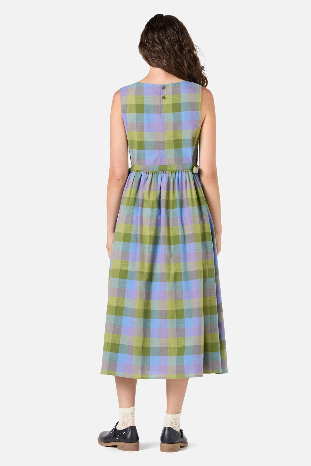 Princess Highway Maxine Olive & Lilac Check Midi Dress – Sleeveless Cotton Gingham Style 6 Princess Highway Maxine Olive & Lilac Check Midi Dress – Sleeveless Cotton Gingham Style - Image 4
