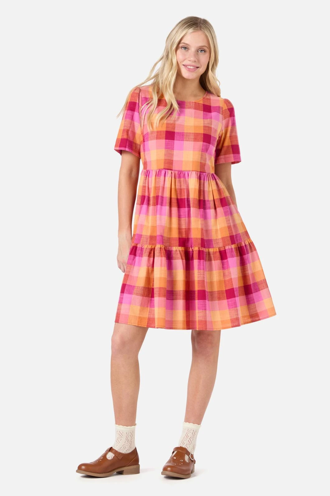 Princess Highway Maxine Sunset Check Tiered Mini Smock Dress 4 Princess Highway Maxine Sunset Check Tiered Mini Smock Dress - Image 2