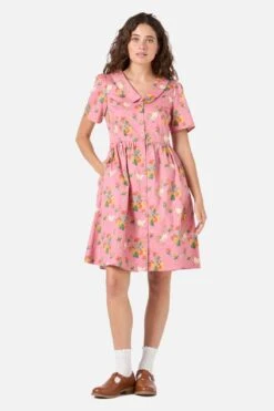 Chickens Mini Shirt Dress - Pink Vintage Poultry Print Cotton Button-Down Mini Dress -ModCloth PGFZ179 007 11