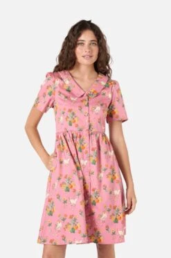Chickens Mini Shirt Dress - Pink Vintage Poultry Print Cotton Button-Down Mini Dress -ModCloth PGFZ179 007 12
